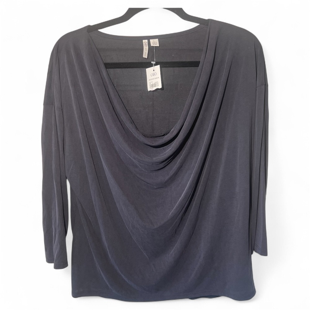 Cato Sportswear Women's Gray Cowl Neck Long Sleeve Top Shirt Size L NWT